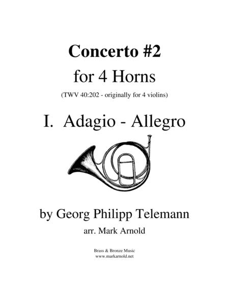 Free Sheet Music Telemann Concerto 2 For Four Horns 1st Movement