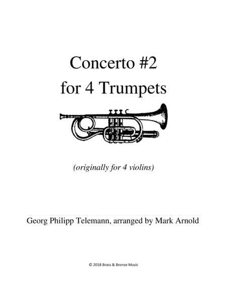 Free Sheet Music Telemann Concerto 2 For Four Trumpets Originally For 4 Violins