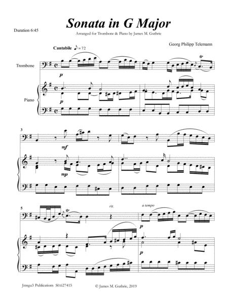 Telemann Four Sonatas For Trombone Piano Sheet Music