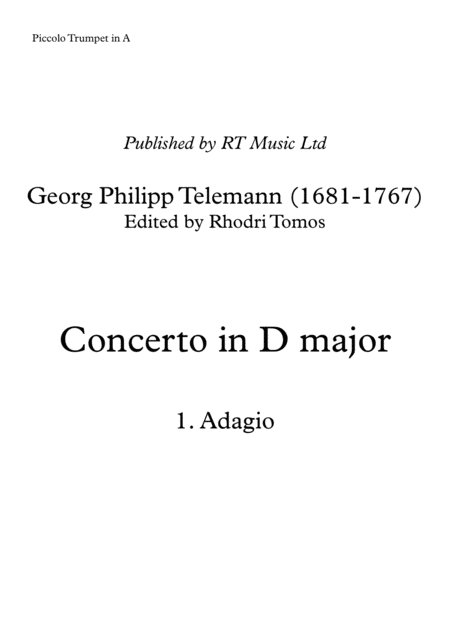 Telemann T51 D7 Trumpet Concerto In D Major Sheet Music