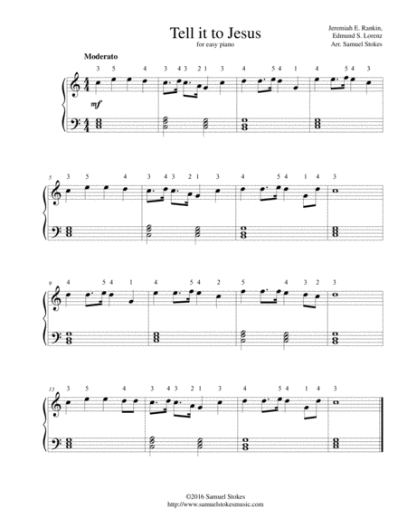 Free Sheet Music Tell It To Jesus For Easy Piano