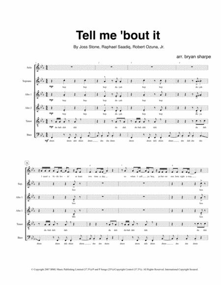 Free Sheet Music Tell Me Bout It