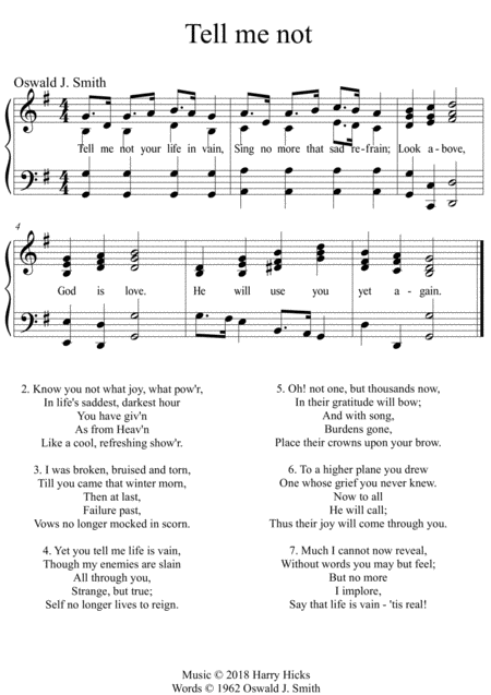 Free Sheet Music Tell Me Not A New Tune To A Wonderful Oswald Smith Poem