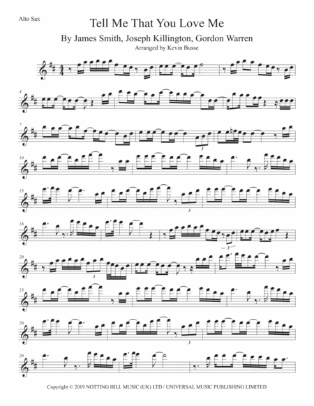 Tell Me That You Love Me Alto Sax Sheet Music