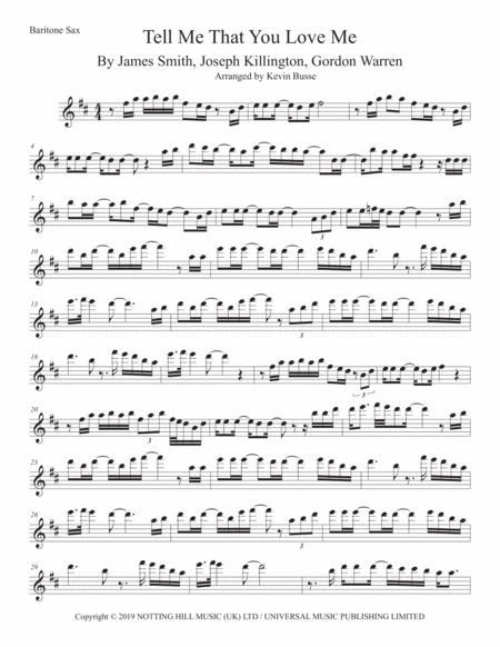 Tell Me That You Love Me Bari Sax Sheet Music