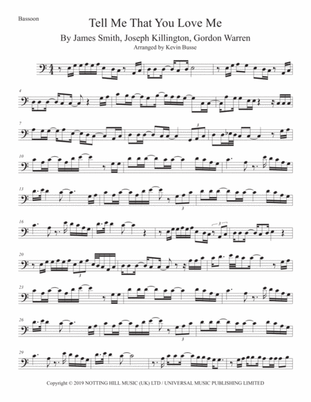 Free Sheet Music Tell Me That You Love Me Bassoon Easy Key Of C