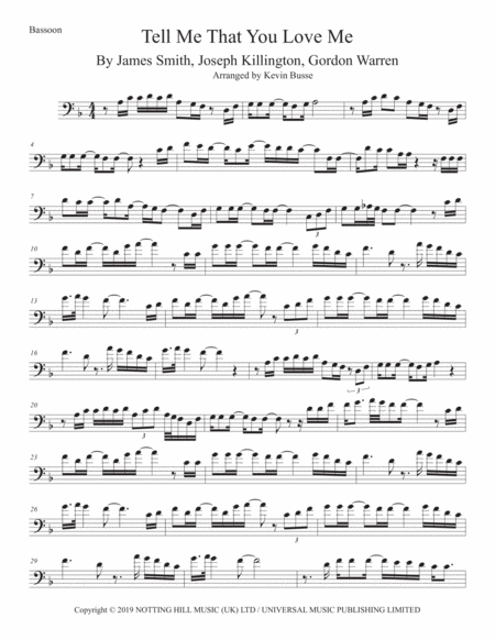 Tell Me That You Love Me Bassoon Sheet Music