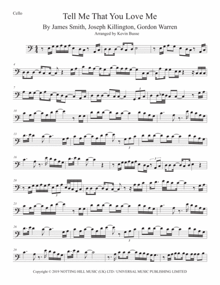 Tell Me That You Love Me Cello Easy Key Of C Sheet Music