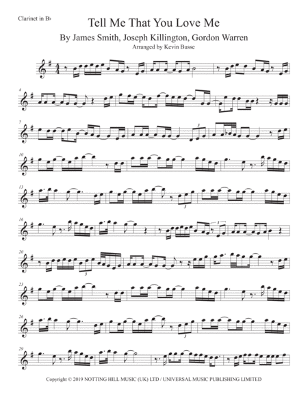 Tell Me That You Love Me Clarinet Sheet Music