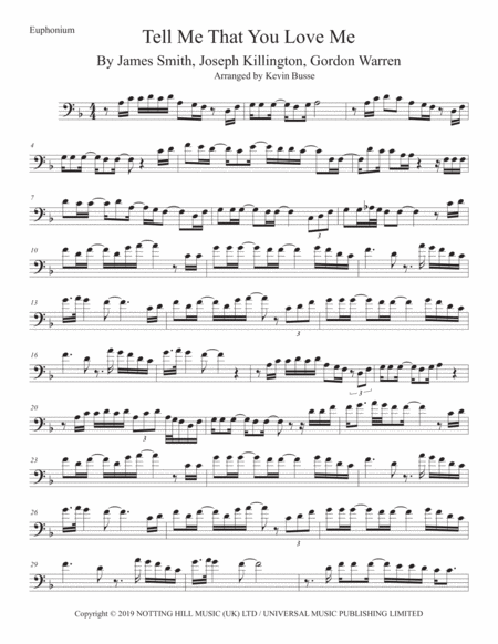 Tell Me That You Love Me Euphonium Sheet Music