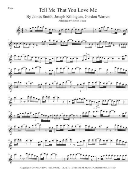 Free Sheet Music Tell Me That You Love Me Flute Easy Key Of C