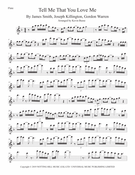 Tell Me That You Love Me Flute Sheet Music