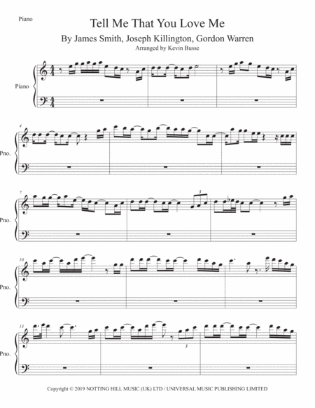 Tell Me That You Love Me Piano Easy Key Of C Sheet Music