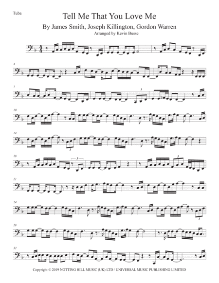 Tell Me That You Love Me Tuba Sheet Music