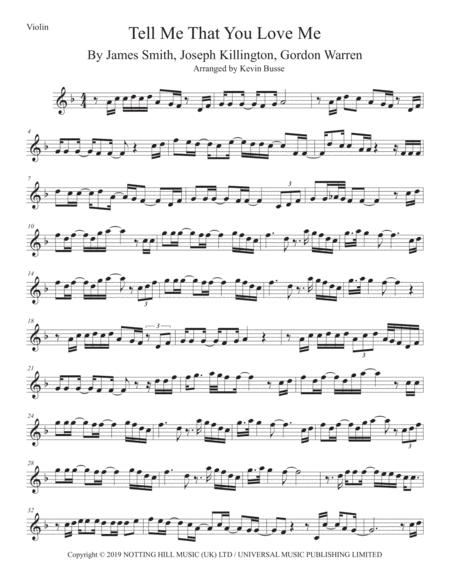 Tell Me That You Love Me Violin Sheet Music