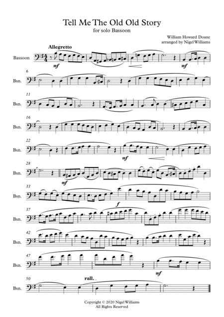 Tell Me The Old Old Story For Bassoon Solo Sheet Music