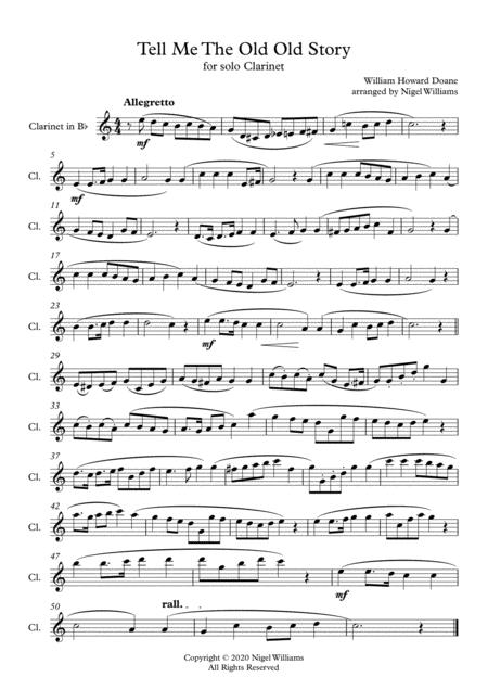 Tell Me The Old Old Story For Clarinet Solo Sheet Music