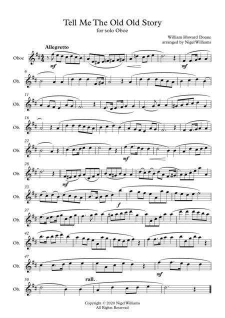 Tell Me The Old Old Story For Oboe Solo Sheet Music