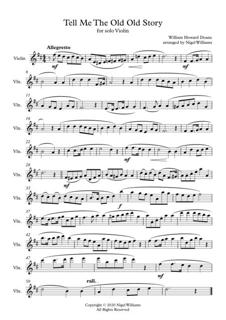 Free Sheet Music Tell Me The Old Old Story For Violin Solo