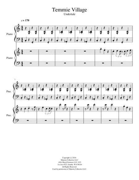 Temmie Village Undertale Sheet Music