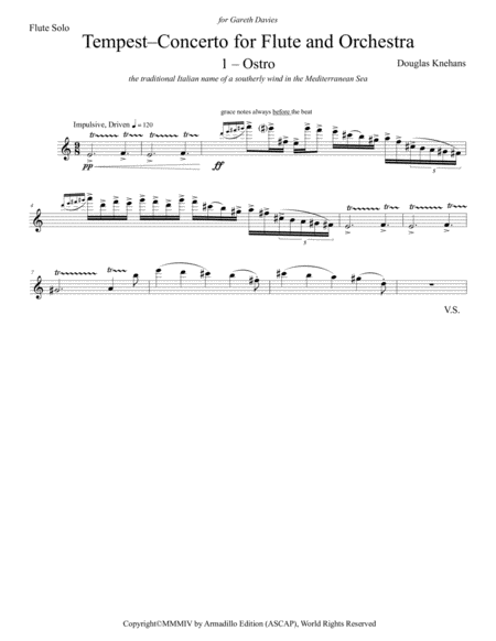 Tempest Concerto For Flute And Orchestra Piano Reduction Sheet Music