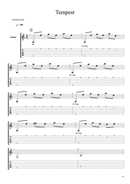 Tempest Tablature Sheet Music