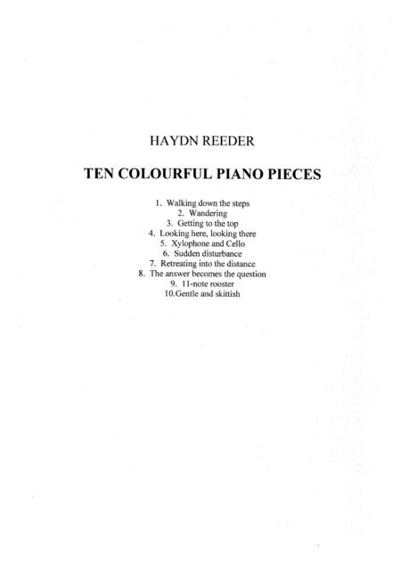 Free Sheet Music Ten Colourful Piano Pieces