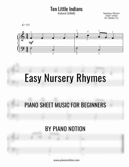 Ten Little Indians Easy Piano Solo Sheet Music