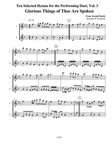 Ten Selected Hymns For The Performing Duet Vol 3 Flute And Clarinet Bass Clarinet Sheet Music