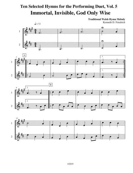 Ten Selected Hymns For The Performing Duet Vol 5 Trumpet Clarinet And Horn Sheet Music