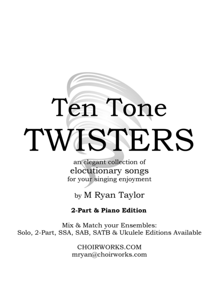 Free Sheet Music Ten Tone Twisters For 2 Part Choir Piano