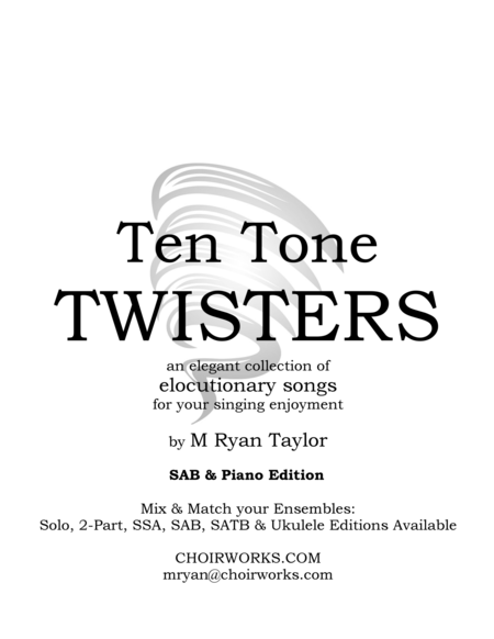 Free Sheet Music Ten Tone Twisters For Sab Choir Piano