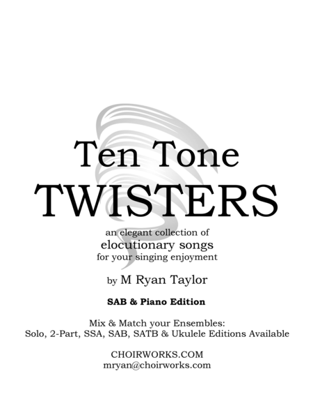 Ten Tone Twisters For Sab Choir Piano Sheet Music