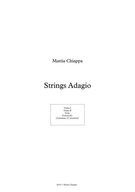 Tender Adagio For String Orchestra Sheet Music