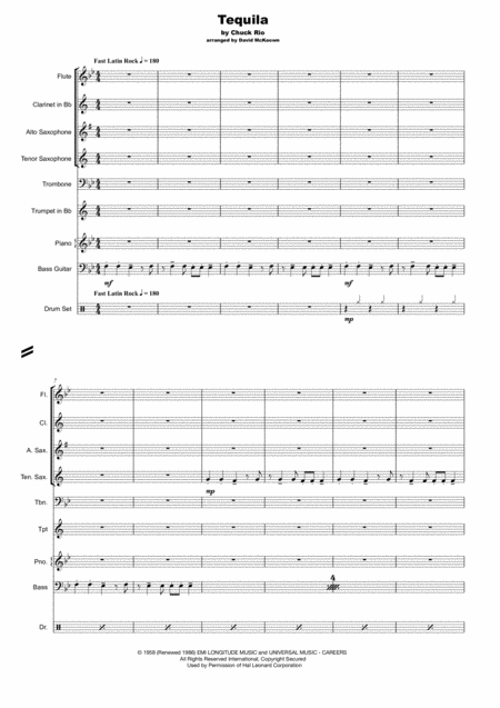 Tequila Simple And Flexible Arrangement For Band Sheet Music