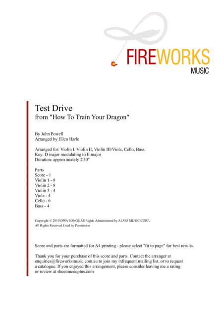 Free Sheet Music Test Drive From How To Train Your Dragon String Orchestra Or Ensemble