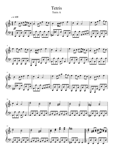 Tetris Main Theme Sheet Music