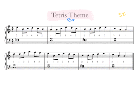 Free Sheet Music Tetris Theme Song Korobeiniki Easiest Piano Arrangement