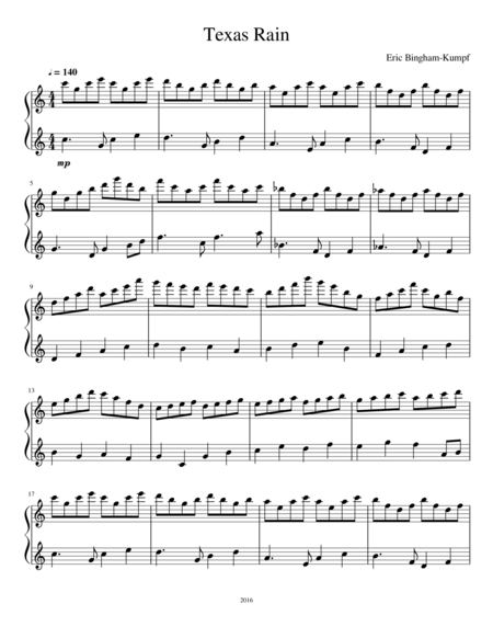 Texas Rain Sheet Music