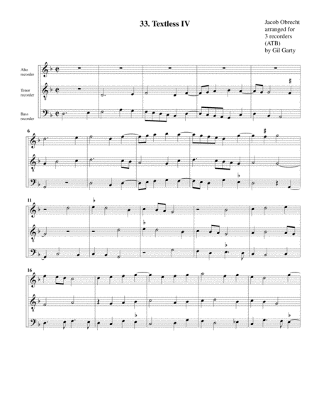 Free Sheet Music Textless Iv Arrangement For 3 Recorders