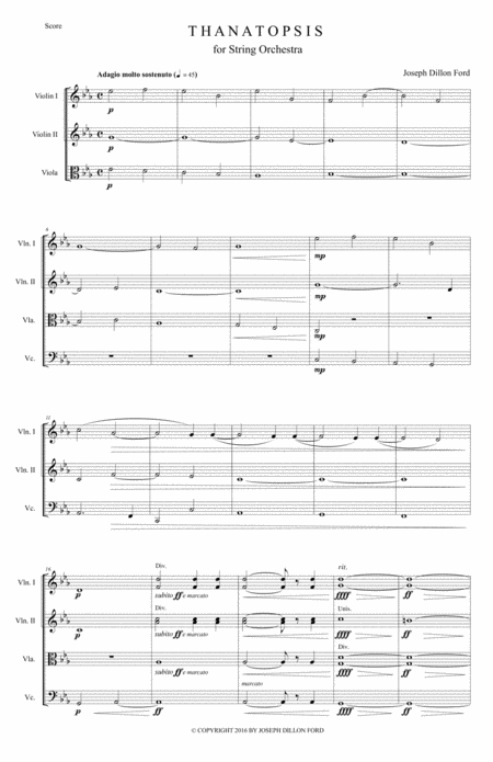 Free Sheet Music Thanatopsis Contemplation Of Death For String Orchestra Or String Quartet