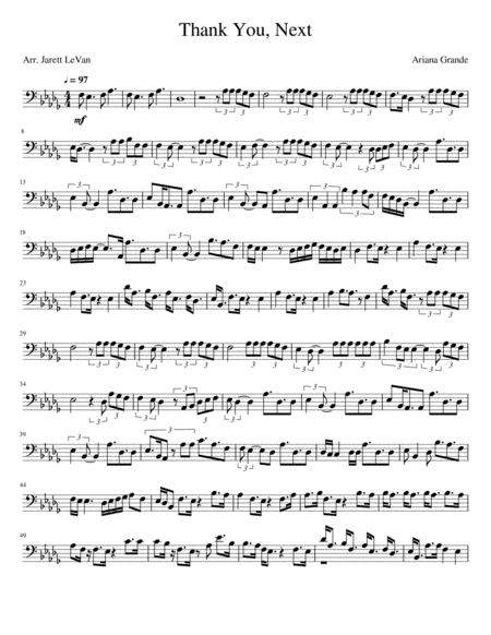 Free Sheet Music Thank U Next Euphonium Solo