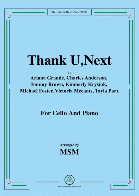 Free Sheet Music Thank U Next For Cello And Piano