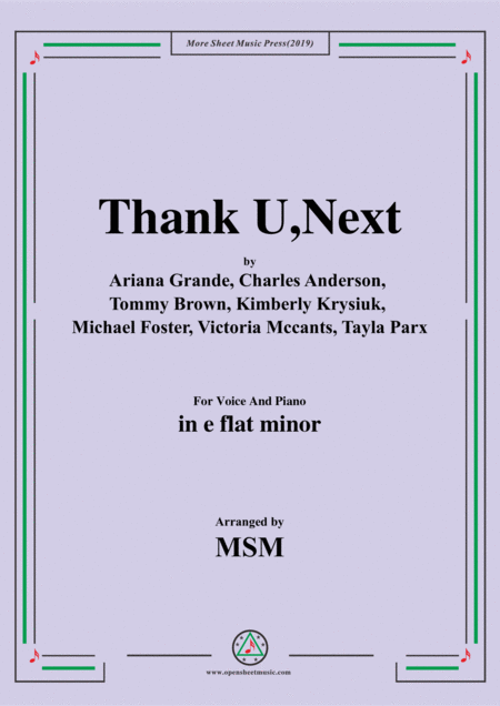Free Sheet Music Thank U Next In E Flat Minor For Voice And Piano