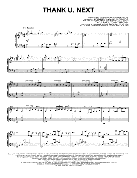 Free Sheet Music Thank U Next