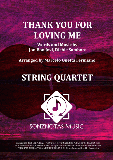 Thank You For Loving Me Sheet Music For String Quartet Score And Parts Sheet Music