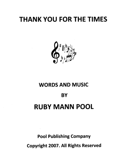 Thank You For The Times Sheet Music