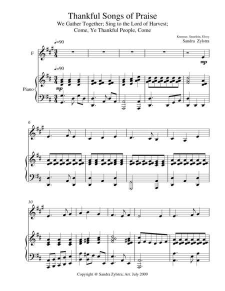 Free Sheet Music Thankful Songs Of Praise Treble F Instrument Solo