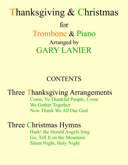 Thanksgiving Christmas Trombone And Piano With Score Parts Sheet Music