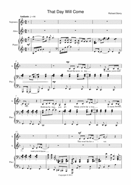 Free Sheet Music That Day Will Come